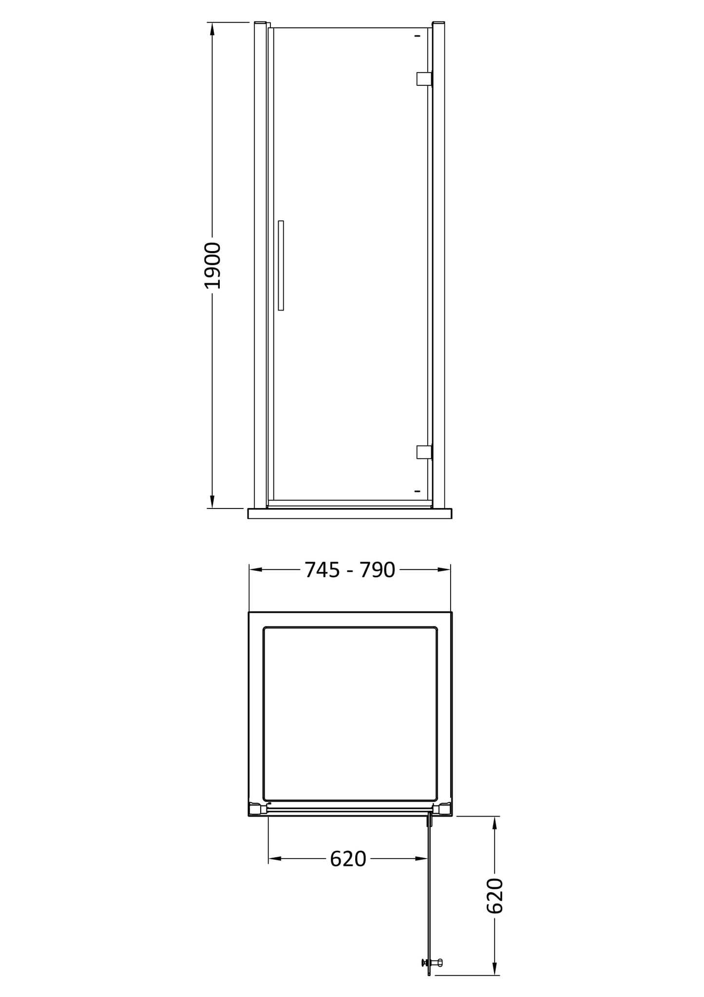 Hudson Reed Apex 800mm Hinged Door