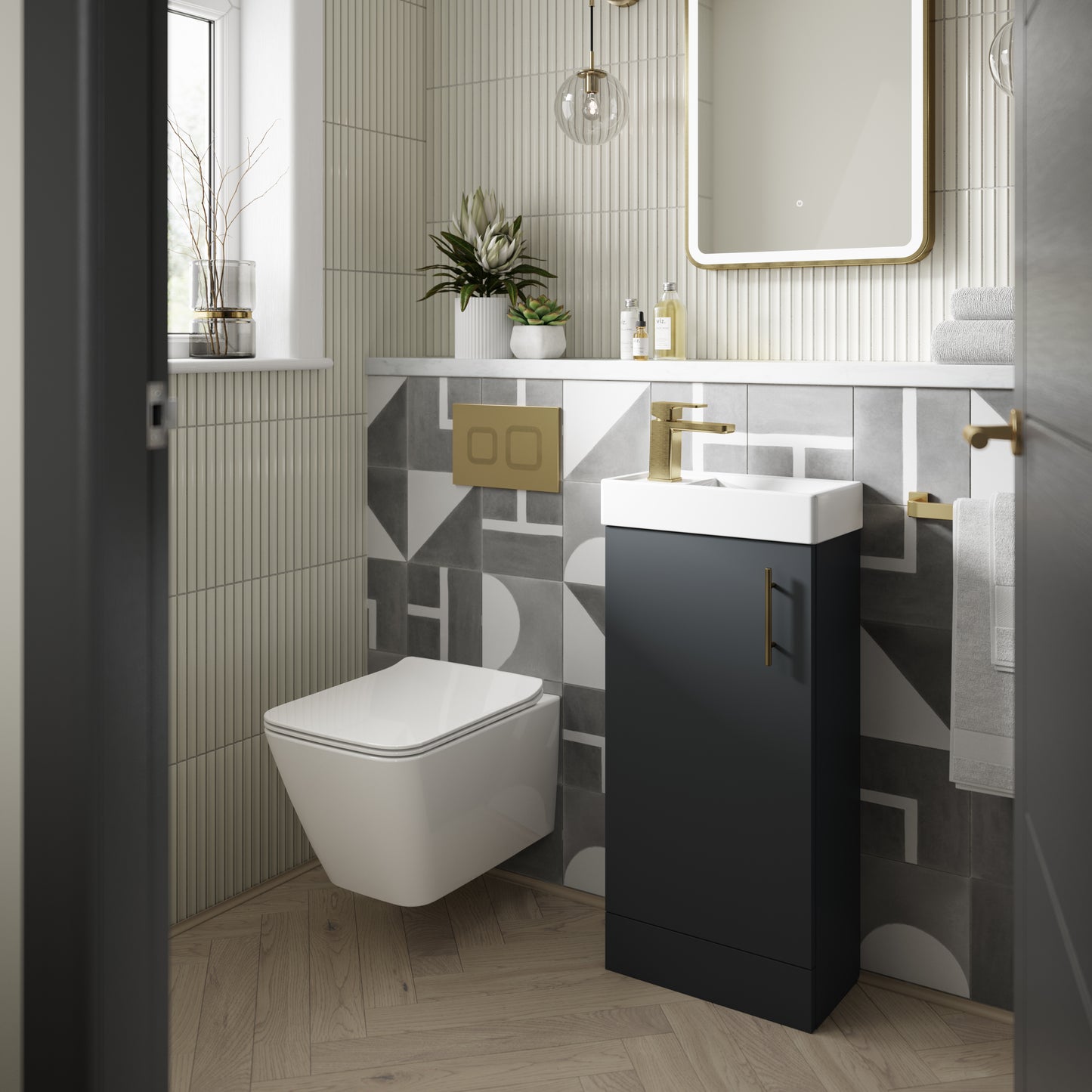 NUIE Square Dual Flush Push Button Brass