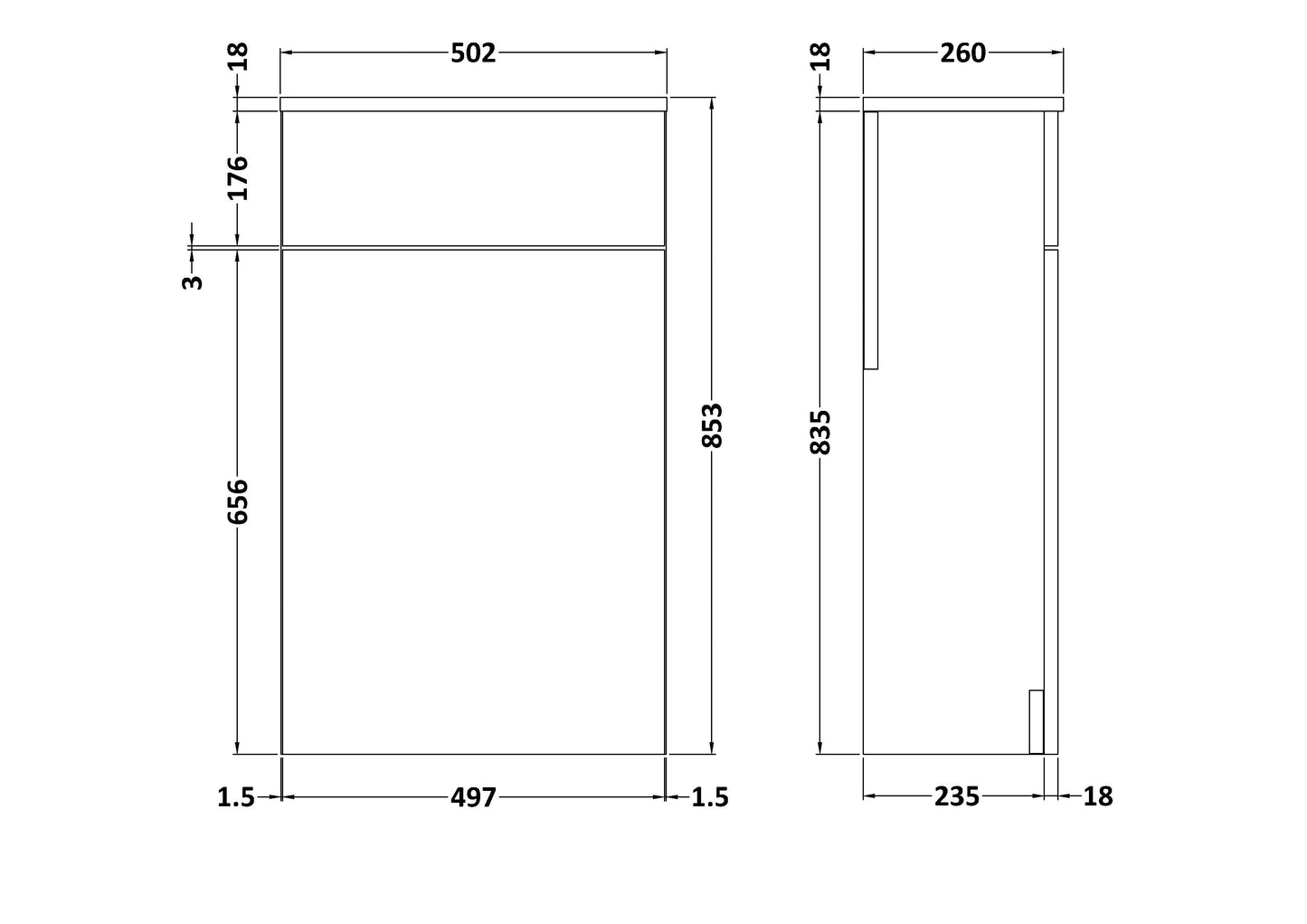 NUIE 500mm WC Unit
