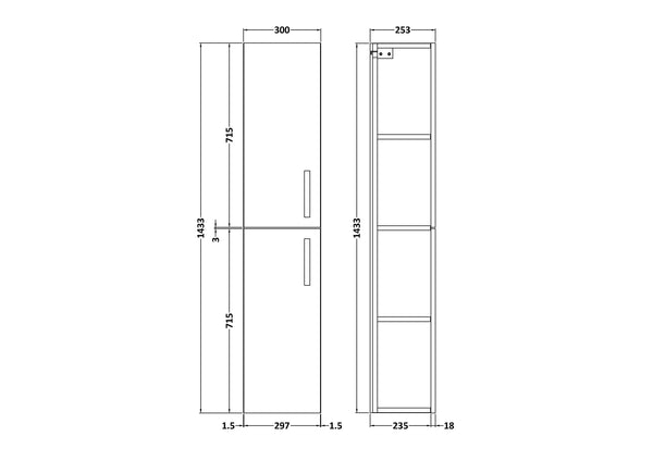 NUIE 300mm Tall Unit (2 Door)