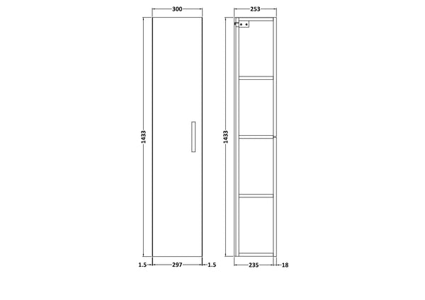 NUIE 300mm Tall Unit (1 Door)