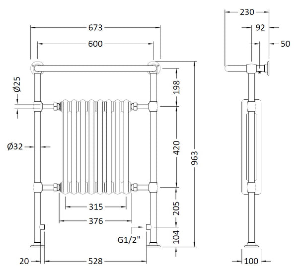 Hudson Reed Harrow Traditional Radiator