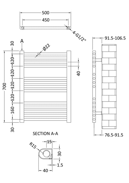 NUIE Straight Ladder Rail