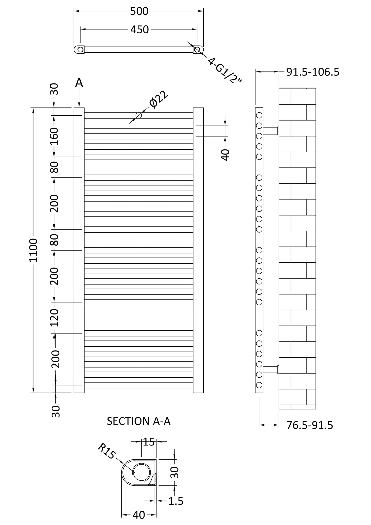 NUIE Straight Ladder Rail
