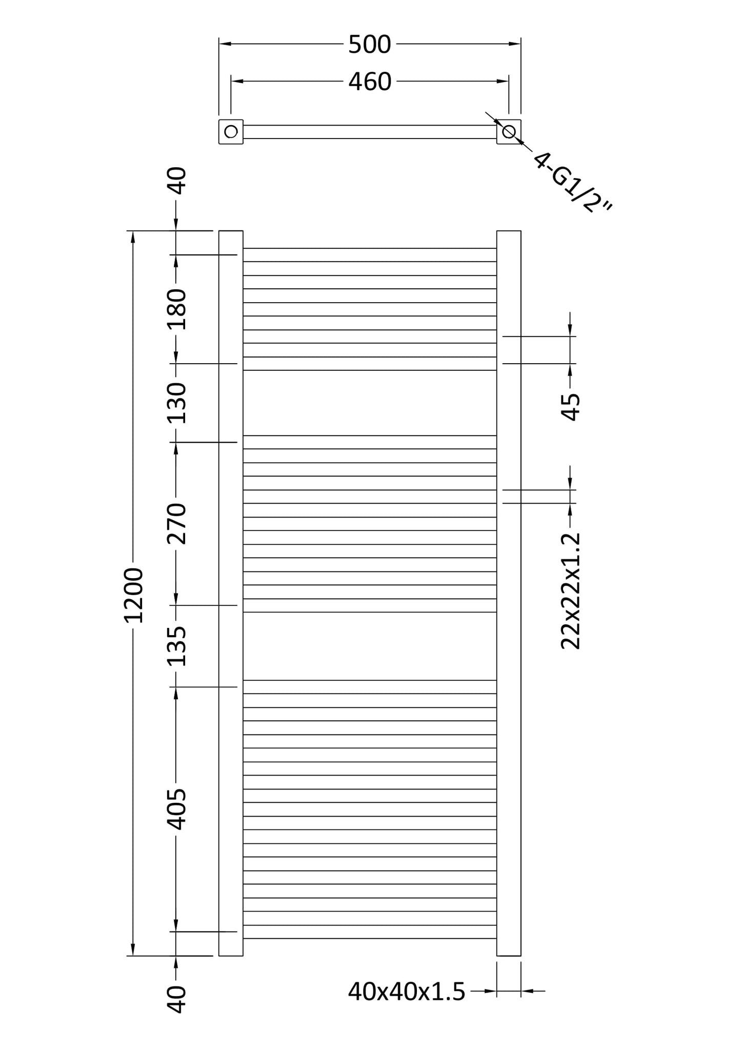 NUIE Square Ladder Rail