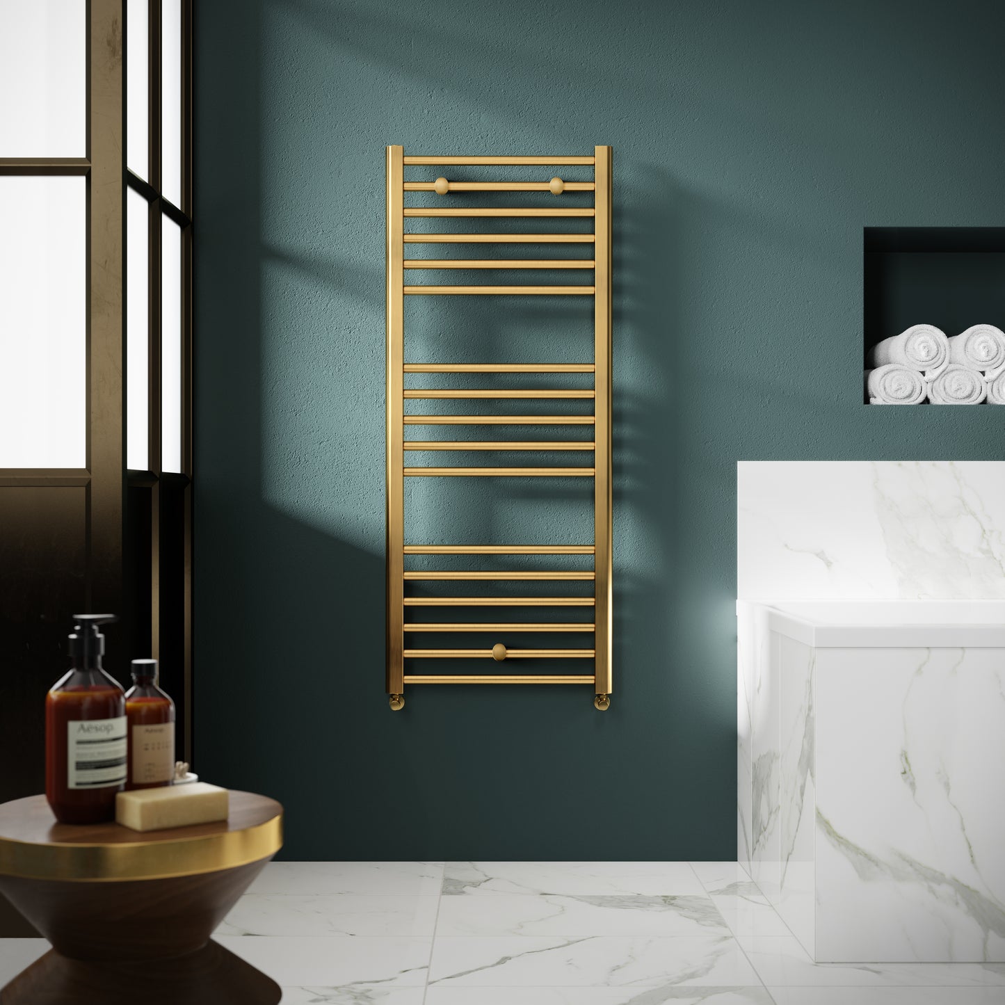 NUIE Round Straight Towel Radiator 1200x500