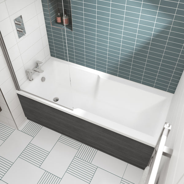 NUIE Eternalite Square Straight Shower Bath 1700 x 750mm