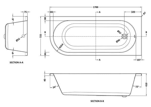 NUIE RH BTW Corner Bath