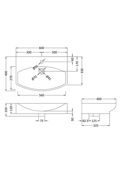 NUIE Wall Hung Vessel