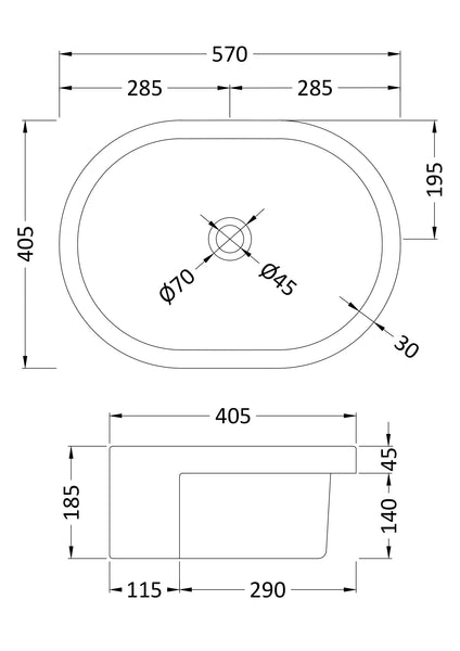 NUIE Semi-recessed basin