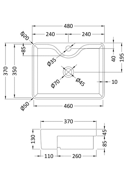 NUIE Semi-recessed basin