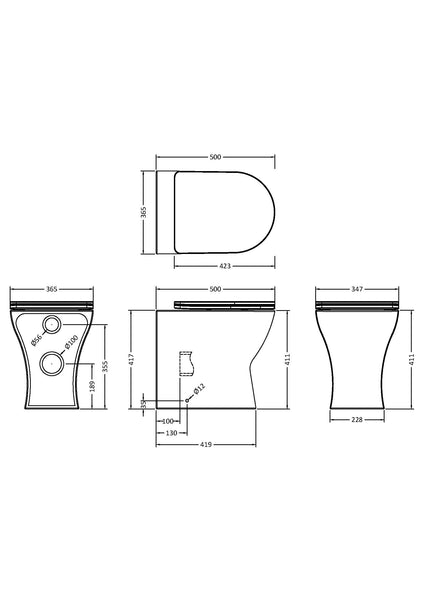 NUIE Back To Wall Pan & Soft Close Seat