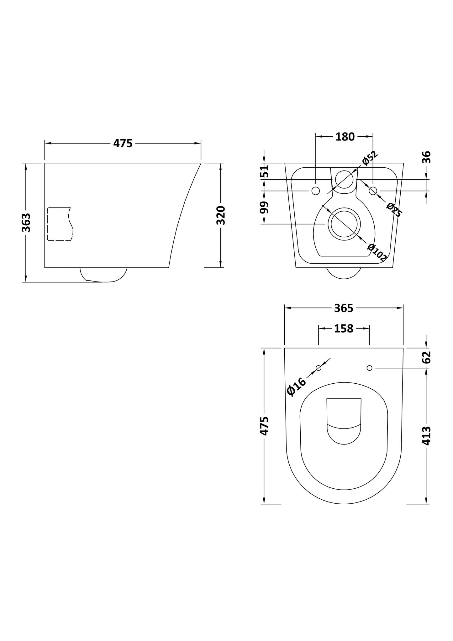 NUIE Wall Hung Pan & Soft Close Seat
