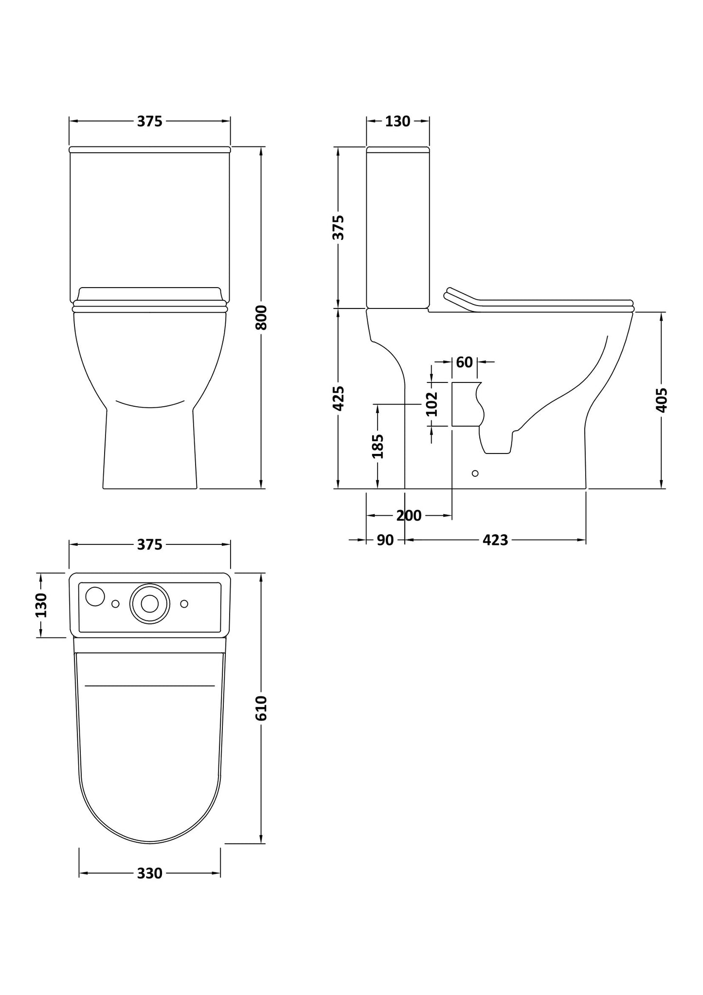 NUIE Pan, Cistern & Seat