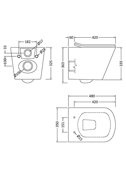 NUIE Wall Hung Pan & Soft Close Seat