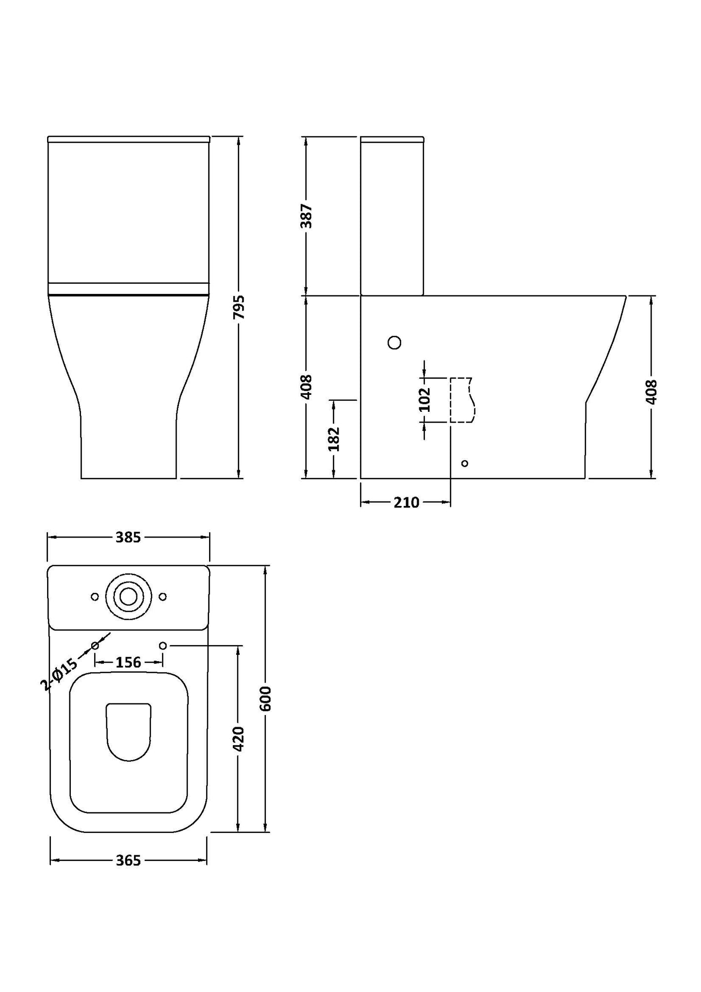 NUIE Ava Flush Rimless Pan, Cistern & Soft Close Seat