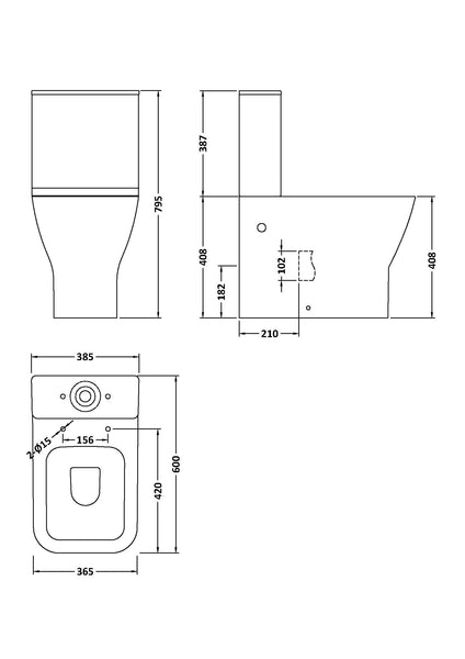 NUIE Ava Flush Rimless Pan, Cistern & Soft Close Seat