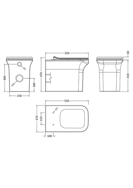 NUIE Square Back To Wall Pan & Soft Close Seat
