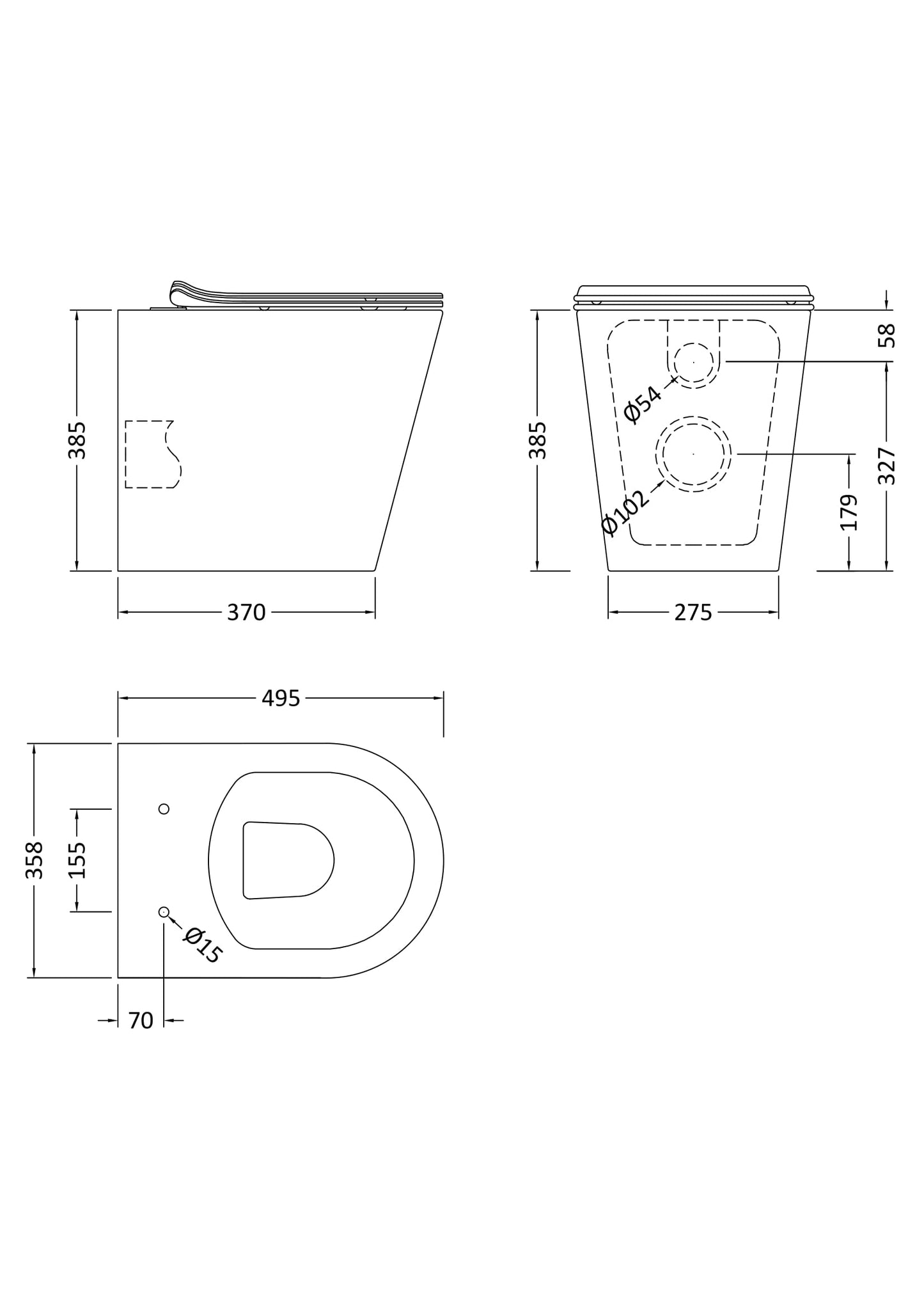 NUIE Round Rimless BTW Pan & Soft Close Seat
