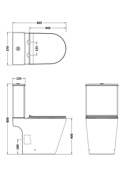 NUIE Rimless Pan, Cistern & PP Seat