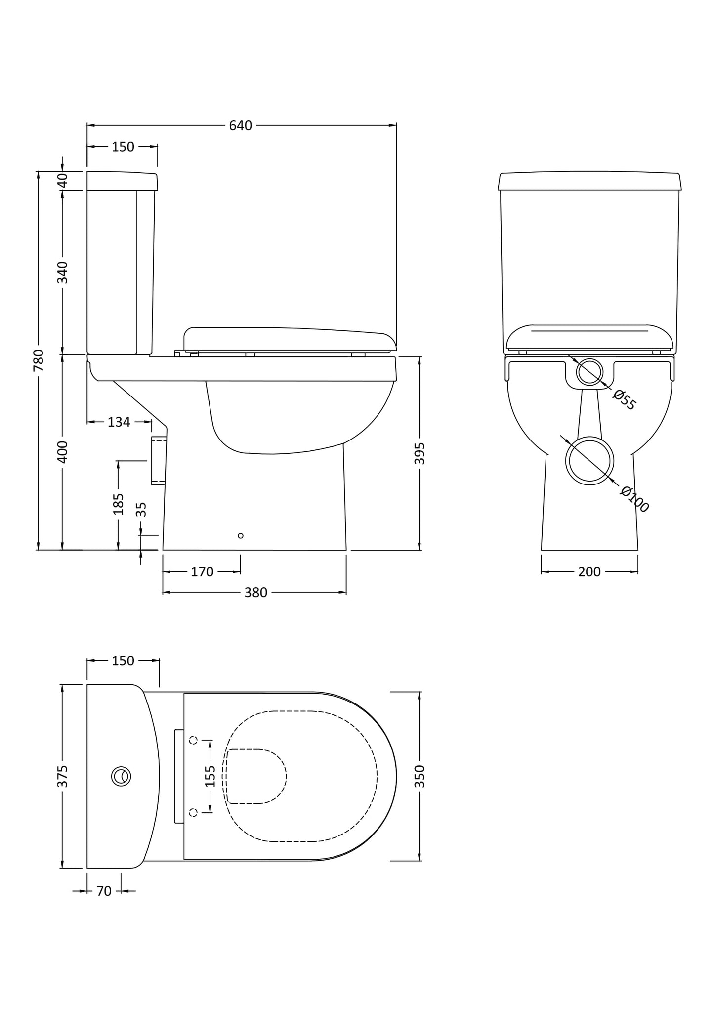 NUIE Rimless Pan, Cistern & Seat