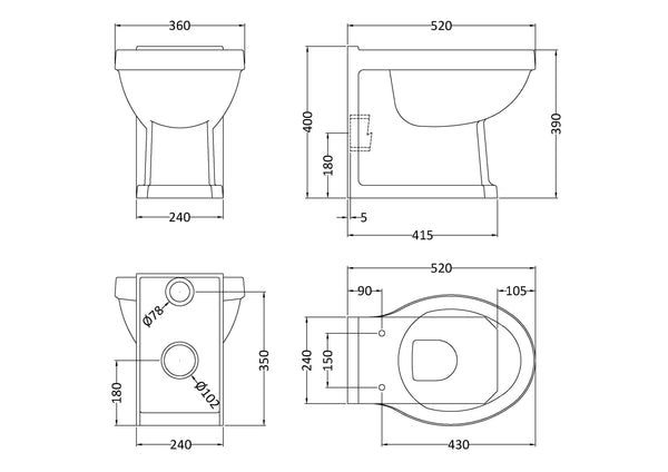 Hudson Reed Back To Wall Pan