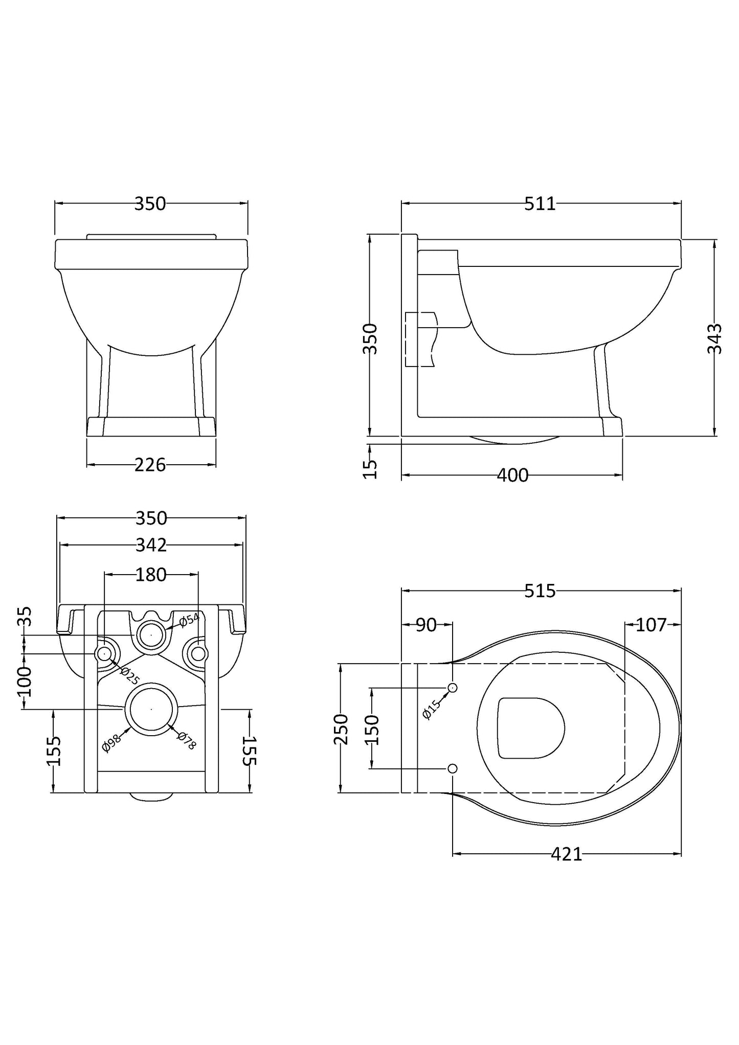 NUIE Carlton Wall Hung Pan