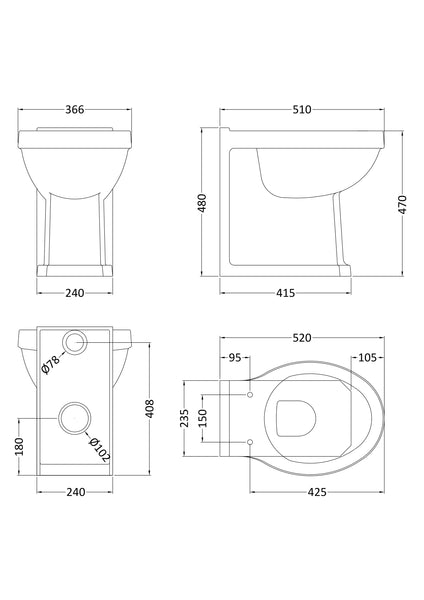 Hudson Reed Comfort Height BTW Pan