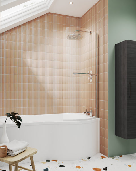 NUIE Curved P-Bath Screen with Rail