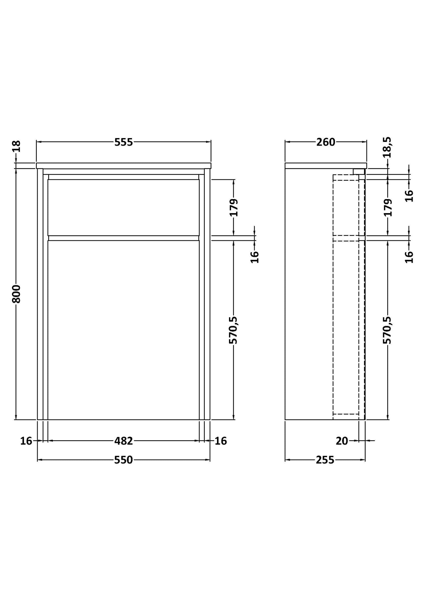 Hudson Reed 550mm WC Unit (255 Deep)