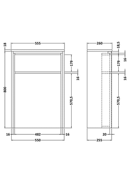 Hudson Reed 550mm WC Unit (255 Deep)