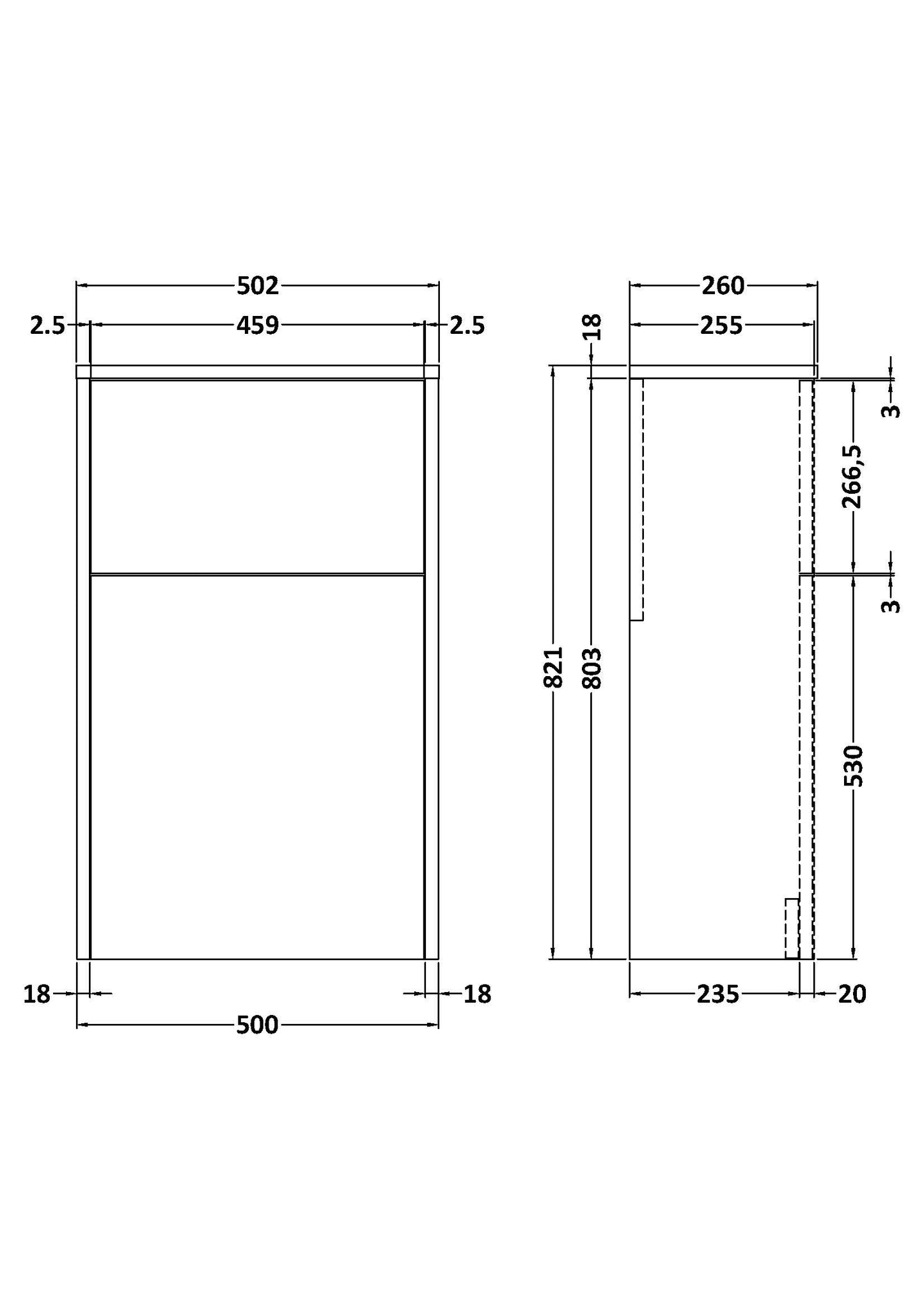 NUIE 500mm WC Unit
