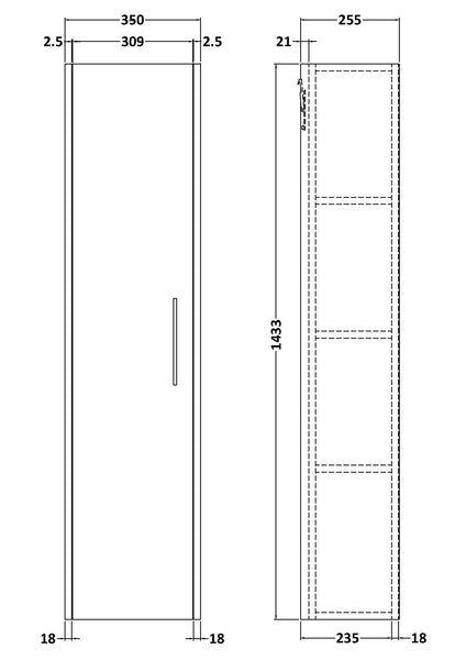 Hudson Reed Wall Hung 350mm Tall Unit