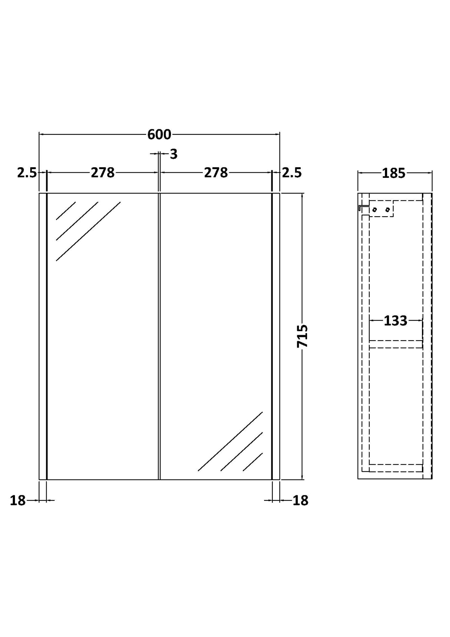 Hudson Reed 600mm Mirror Unit (50/50)