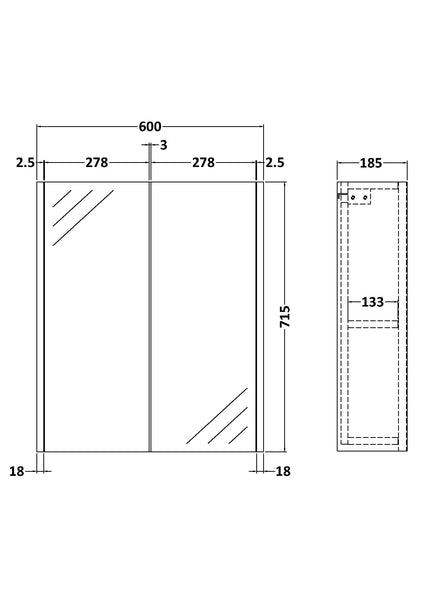 Hudson Reed 600mm Mirror Unit (50/50)