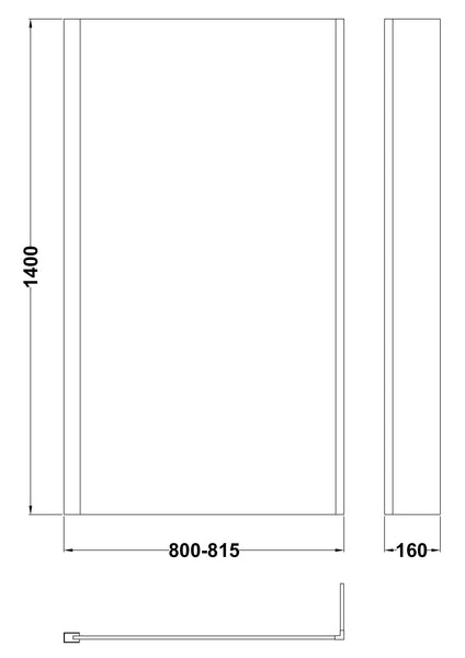 NUIE Square Fixed Bath Screen with Fixed Return - 6mm