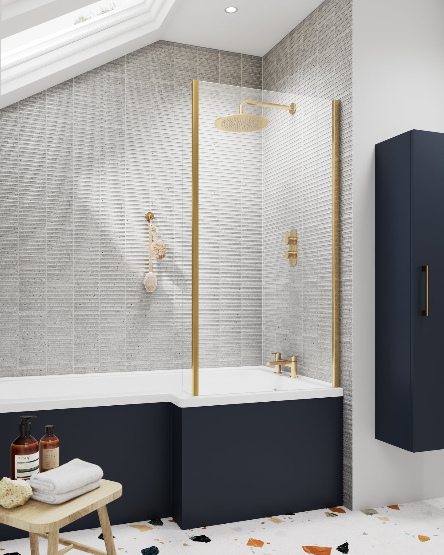 NUIE Square Bath Screen With Fixed Return