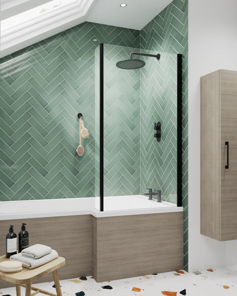 NUIE Square Bath Screen With Fixed Return