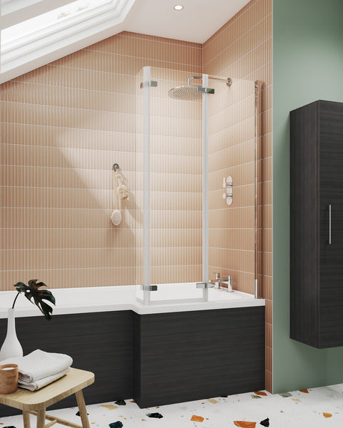 NUIE L-Shaped Bath Screen Double Hinged