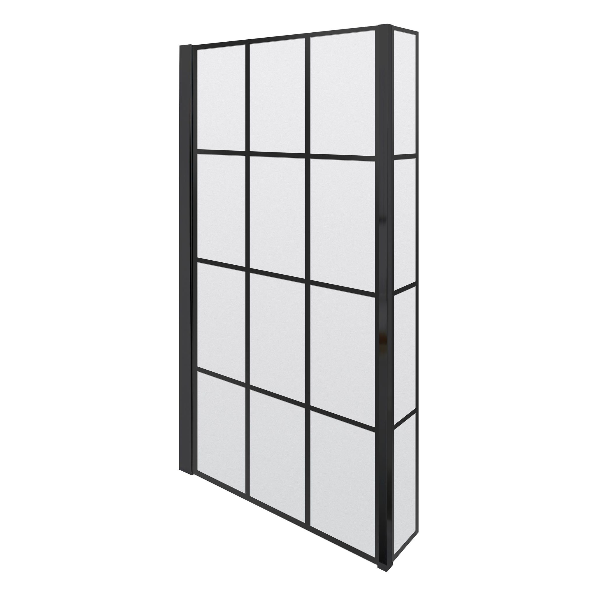 NUIE Square Black Framed Bath Screen With Fixed Return