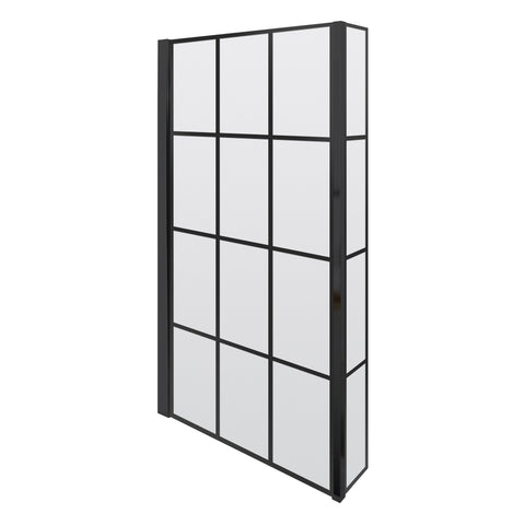 NUIE Square Black Framed Bath Screen With Fixed Return