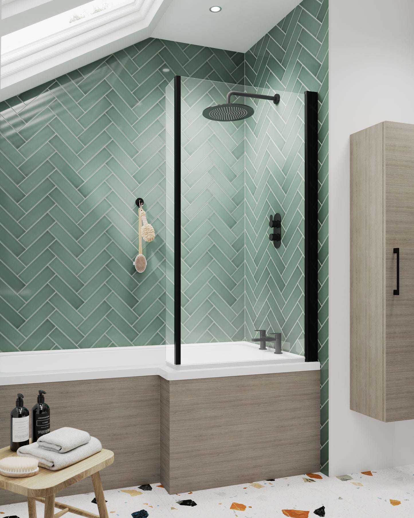 NUIE Square Bath Screen With Fixed Return