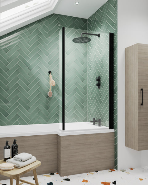 NUIE Square Bath Screen With Fixed Return