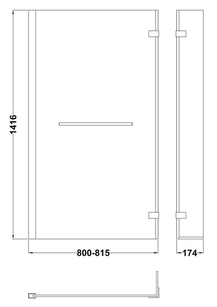 NUIE L-Shaped Bath Screen Hinged With Rail