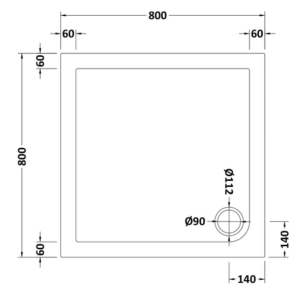 NUIE Slip Resistant Square Shower Tray 800 x 800mm