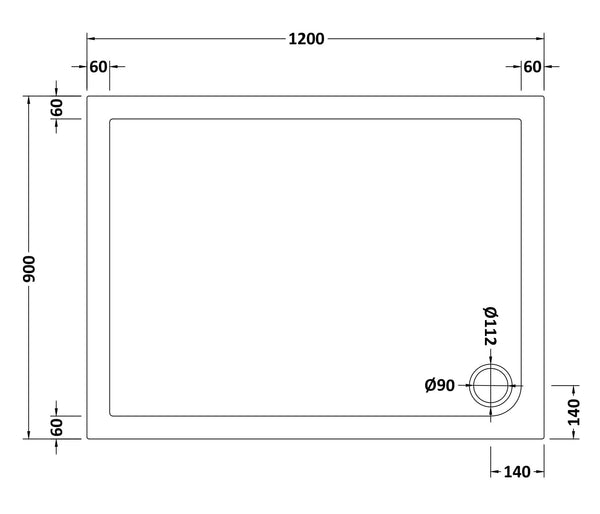 NUIE Slip Resistant Rectangular Shower Tray 1200 x 900mm