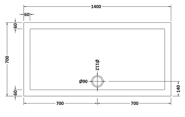 NUIE Slip Resistant Rectangular Shower Tray 1400 x 700mm