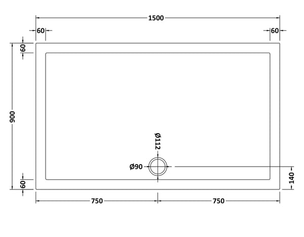 NUIE Slip Resistant Rectangular Shower Tray 1500 x 900mm