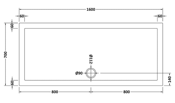 NUIE Slip Resistant Rectangular Shower Tray 1600 x 700mm