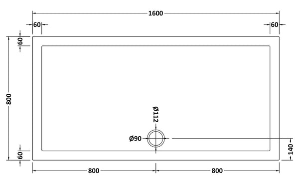 NUIE Slip Resistant Rectangular Shower Tray 1600 x 800mm